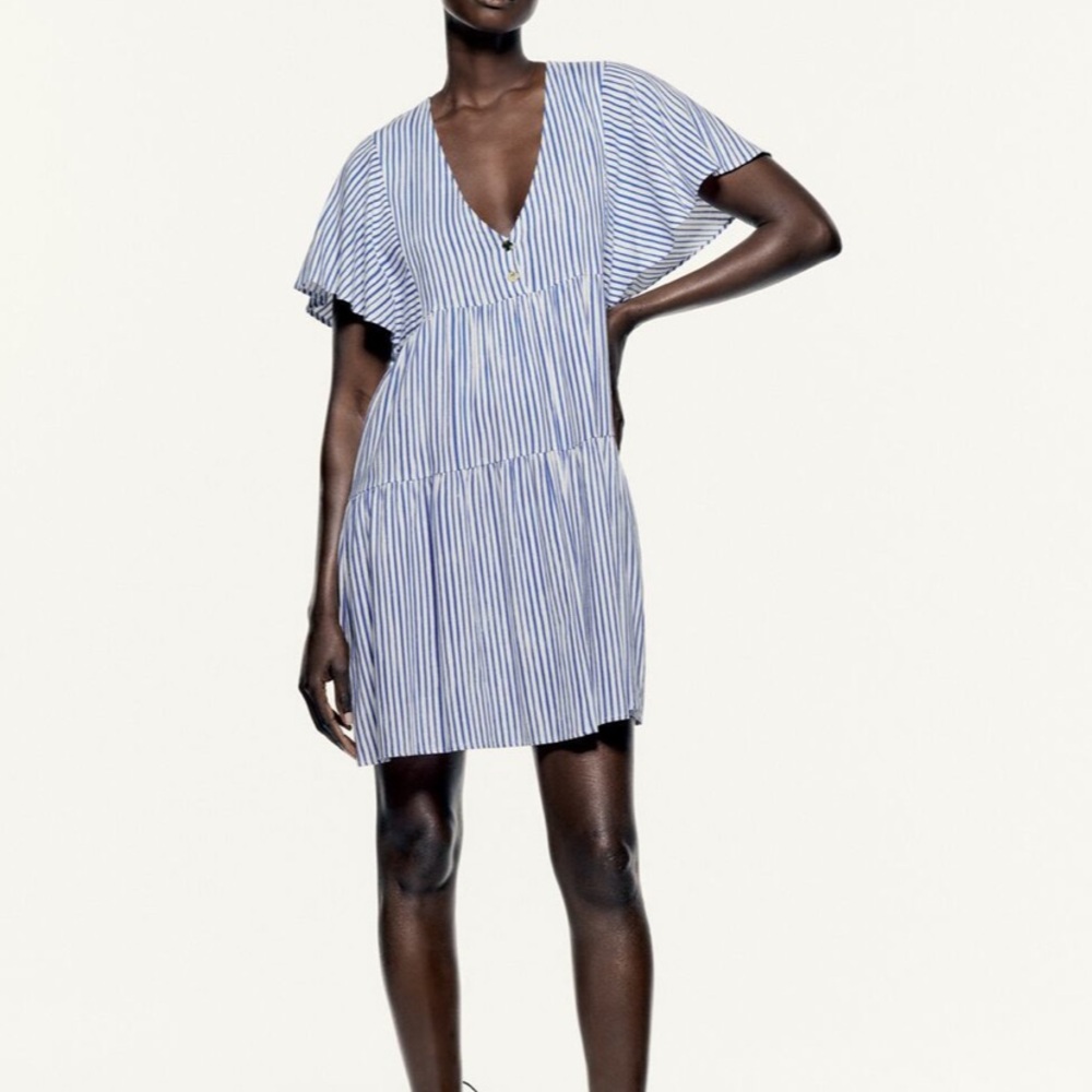 Zara linen striped dress
